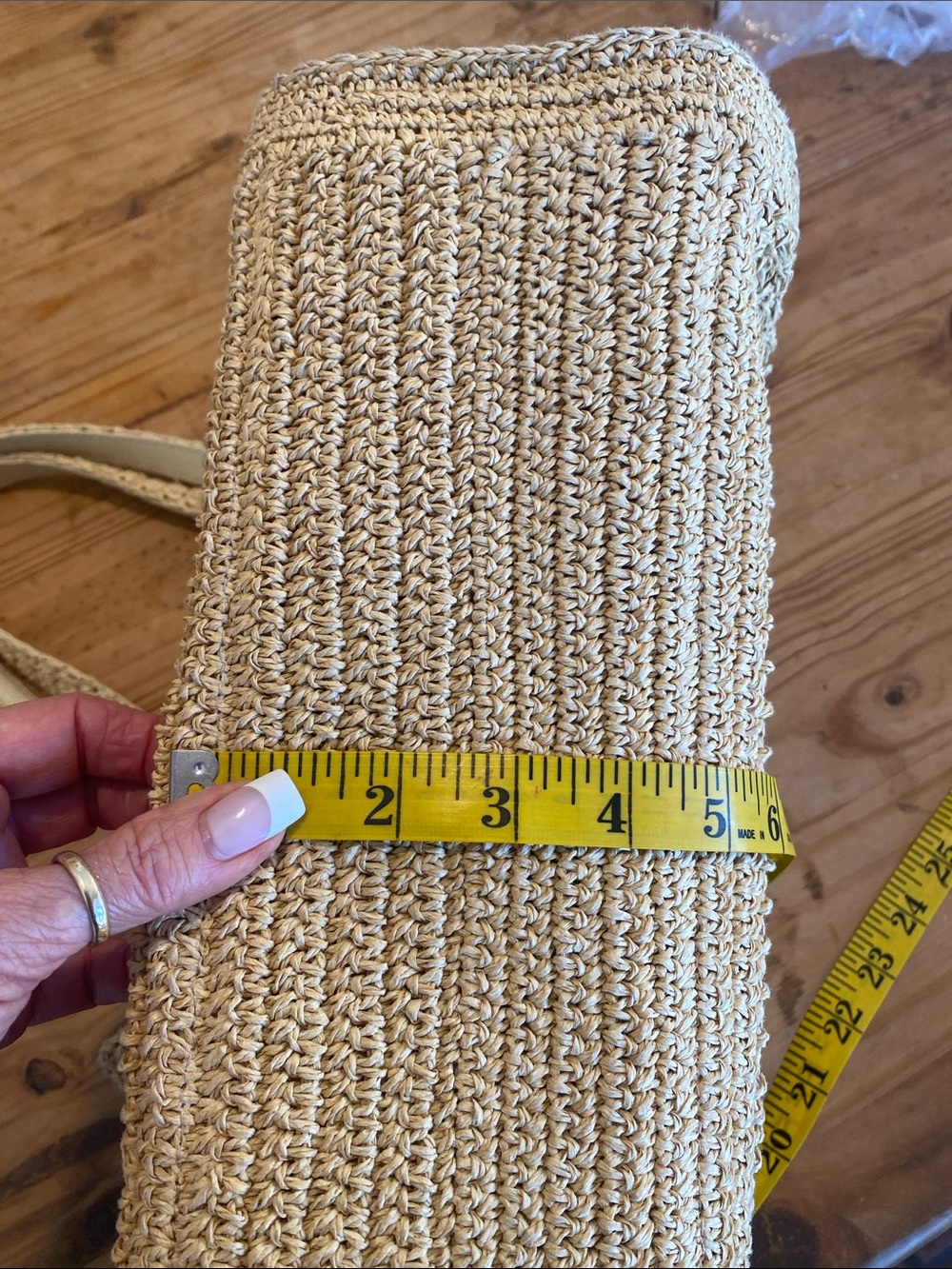 Tory Burch Cream Raffia Open-Weave Tote - Picture 15 of 17